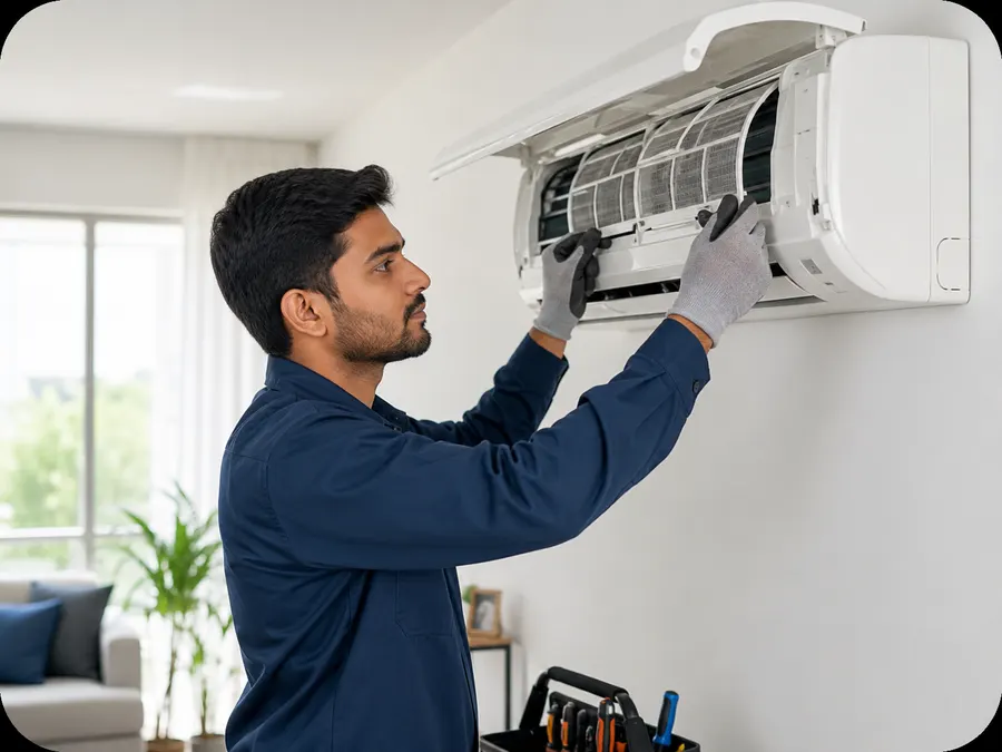 HomePro technician completing professional service inside a customer home